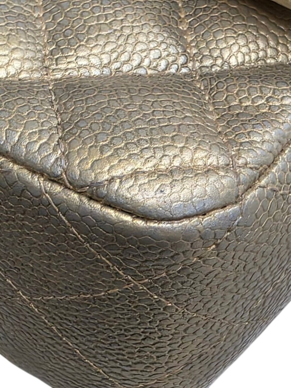 Chanel Pearl Caviar Gold Leather Quilted Classic Mini Single Flap Bag - Picture 12 of 16